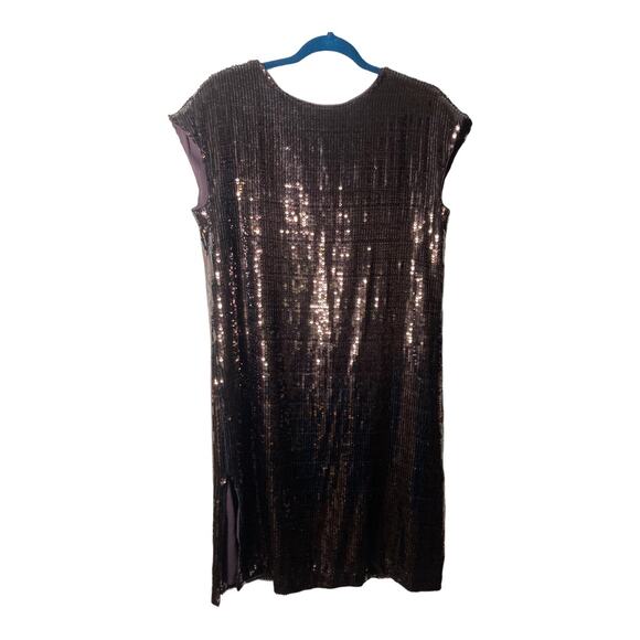 ANTHROPOLIGIE Maeve Kara brown sequin shift cocktail dress size Medium NWT - Picture 2 of 8